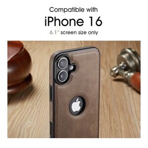 Casus Apple iPhone 16 Phone Case Brown Leather MagSafe Slim NEW!